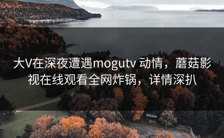 大V在深夜遭遇mogutv 动情，蘑菇影视在线观看全网炸锅，详情深扒
