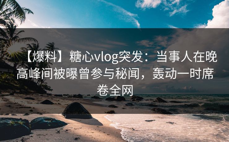 【爆料】糖心vlog突发：当事人在晚高峰间被曝曾参与秘闻，轰动一时席卷全网